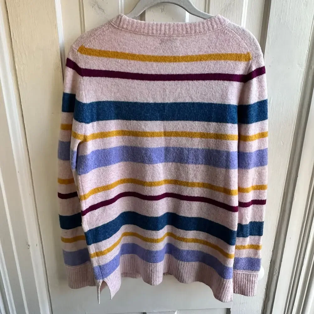 J.Crew Soft Wool Blend Striped Sweater | Pastel Multicolor | Size M